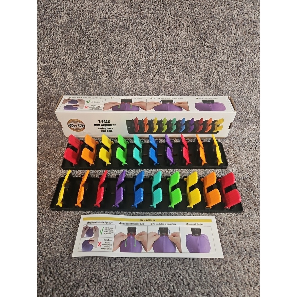 Colorful Auto Locking Hanging Ball Cap Holder.  2 Pack. New